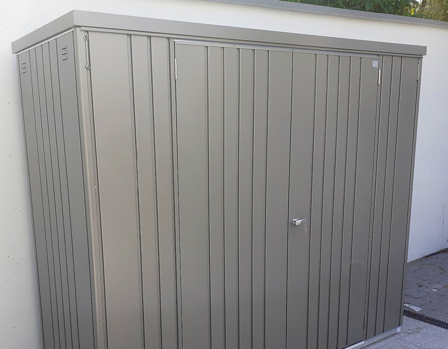 The versatile & compact steel garden storage unit | Biohort Equipment Locker Size 230 in metallic quartz grey  | Omeath, Co Louth | Owen Chubb Tel 087-2306128