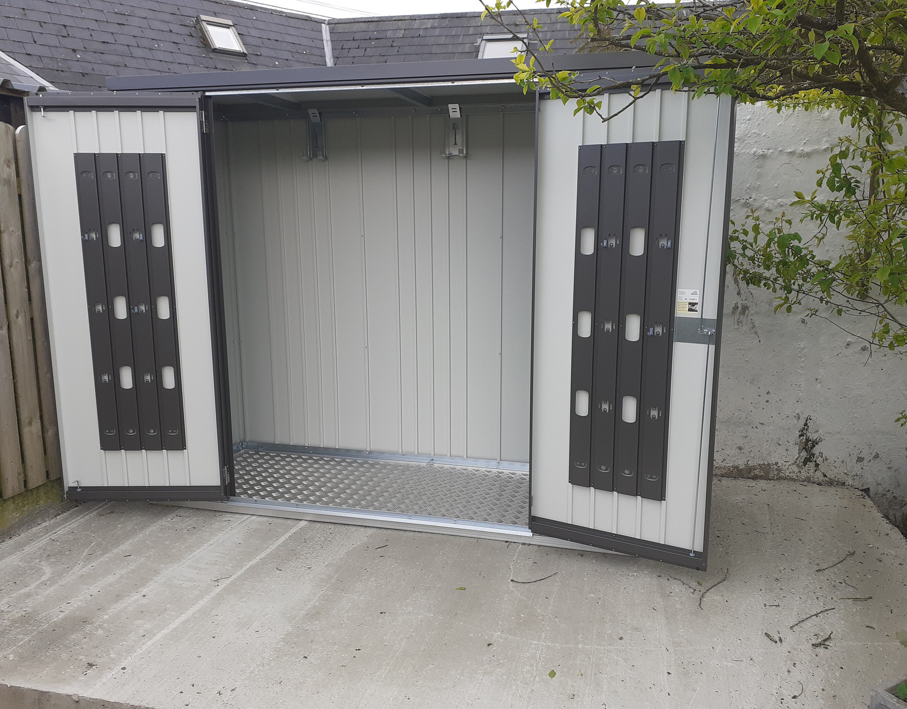 Biohort Equipment Locker 230 in metallic dark grey, supplied + fitted in Limerick  | Stylish, Versatile, Secure & Rainproof Garden Storage Solution