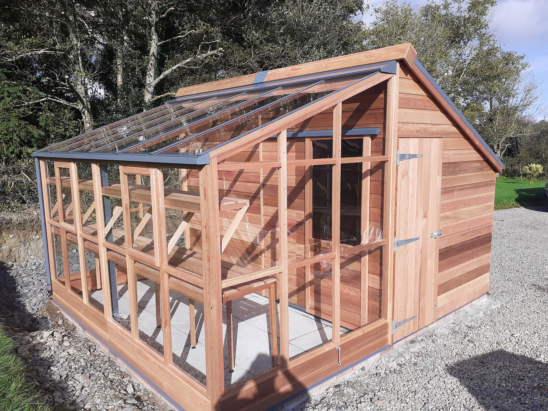 The Gabriel Ash Classic Grand 'Grow & Store' dual purposed Greenhouse/Potting & Storage Shed, supplied + fitted by Owen Chubb in Skibbereen, Co Cork