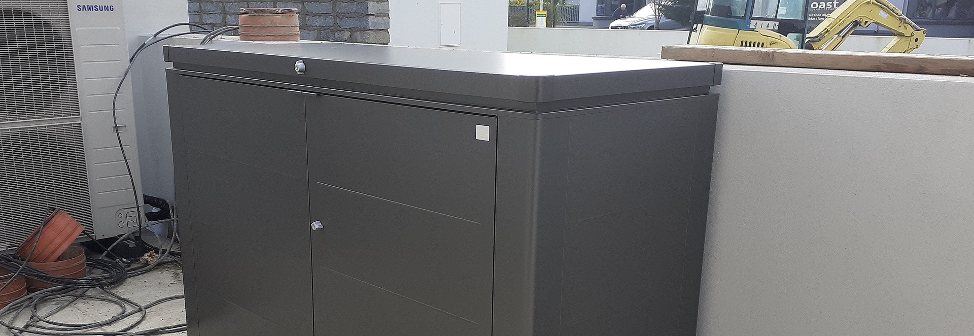 Bins Unseen, Elegance Unleashed: Biohort HighBoard 200 - Your Stylish Solution to Wheelie Bin Storage!  | Supplied + Fitted in Rosslare, Co Wexford by Owen Chubb Landscapers