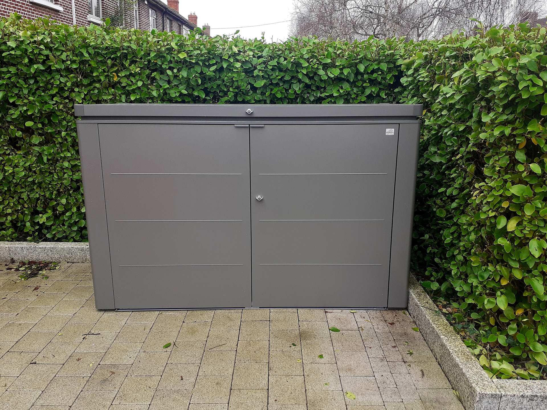 Biohort HighBoard 200 Bike Storage Unit - a stylish & secure storage solution for Bikes  | Supplied + Fitted in Killester, Dublin 5 by Owen Chubb Landscapers.