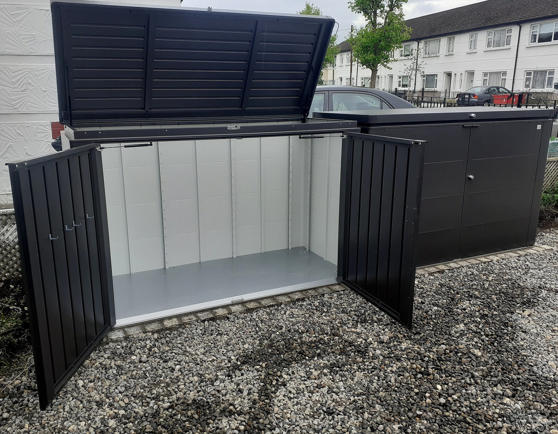 Biohort HighBoard 200 Storage Unit - a stylish & secure storage solution for Bins, Bikes etc  | Supplied + Fitted in Drumcondra, Dublin 9 by Owen Chubb Landscapers.