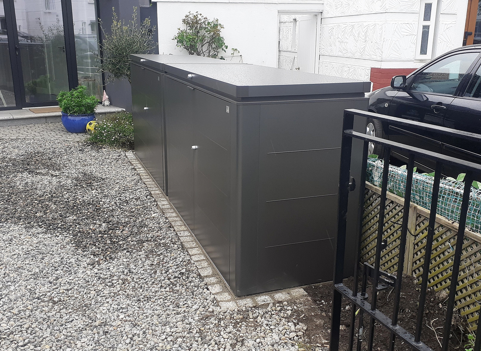 Biohort HighBoard 200 Storage Unit - a stylish & secure storage solution for Bins, Bikes etc  | Supplied + Fitted in Drumcondra, Dublin 9 by Owen Chubb Landscapers.