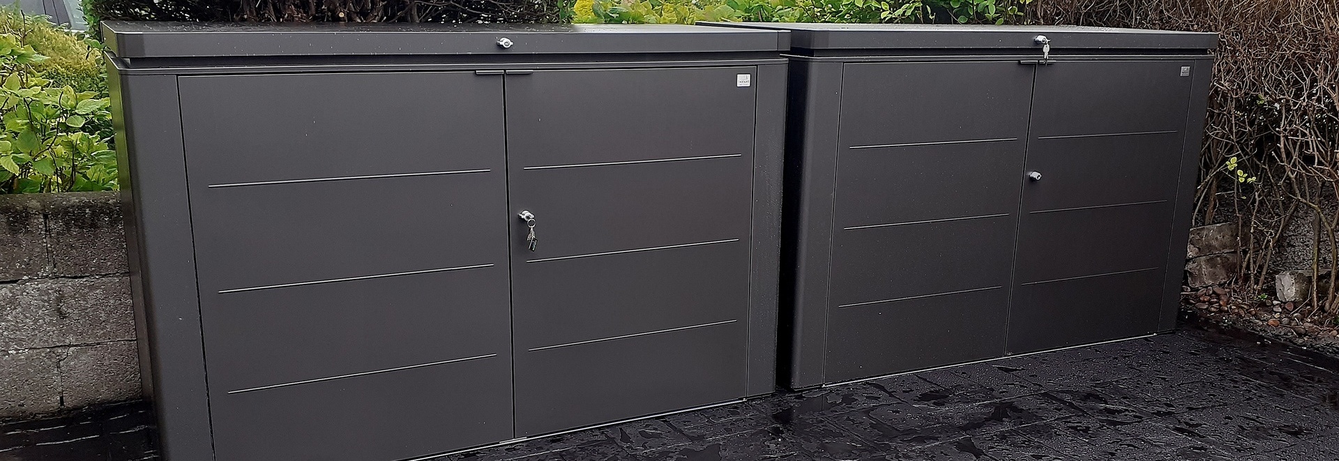 Biohort HighBoard 200 Storage Unit. Strong. Stylish. Durable. Storage for Bins, Bikes etc  | Supplied + Fitted in Raheny, Dublin 5 by Owen Chubb Landscapers.