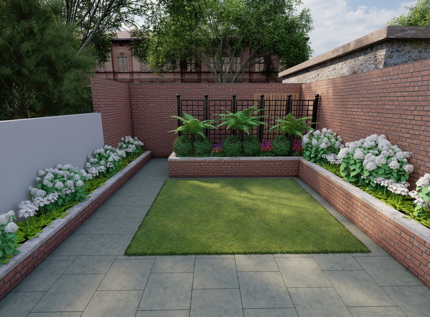 Graphic drawing of low maintenance contemporary style garden design Dublin