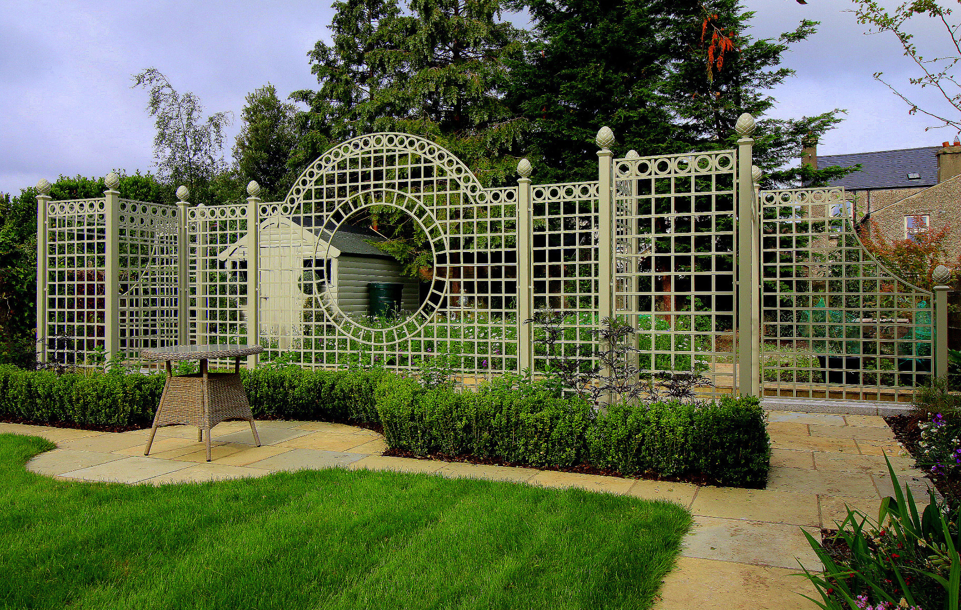 Bespoke Garden Steel Trellis screen supplied & fitted by Owen Chubb Garden Landscapes Limitedplied