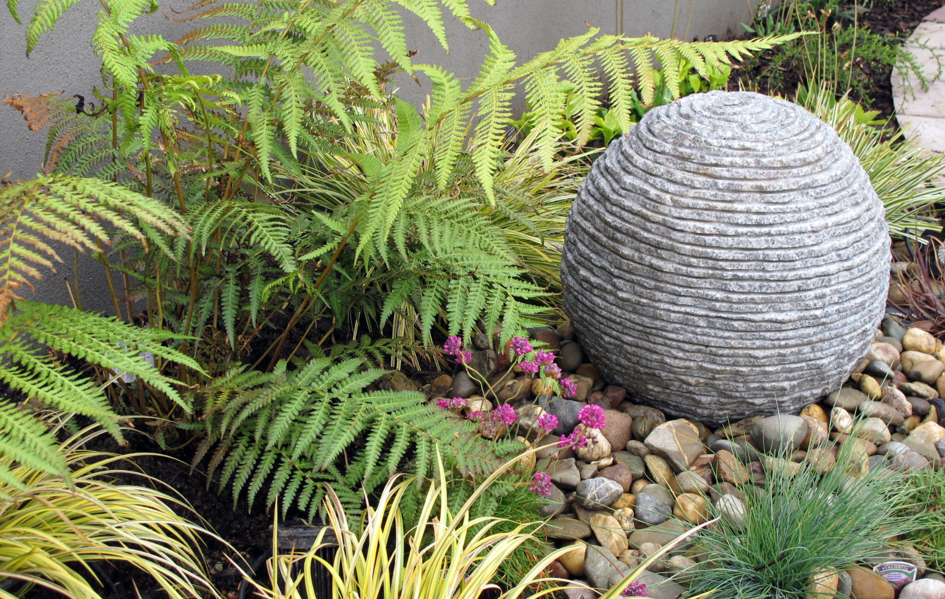 Granite Water Features - solid Granite Sphere water features by Owen Chubb Garden Landscapers, Dublin