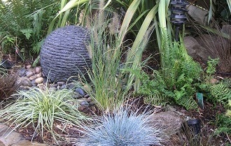 Solid Granite Sphere Garden Water Feature - adds a new dimension to the garden design.