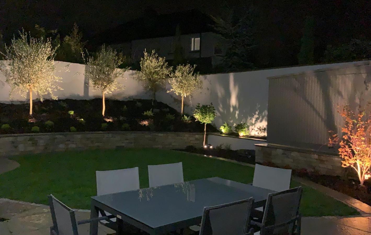 Superb LED Garden Lighting supplied + installed in a Rathfarnham, Dublin by Owen Chubb Garden Landscapers