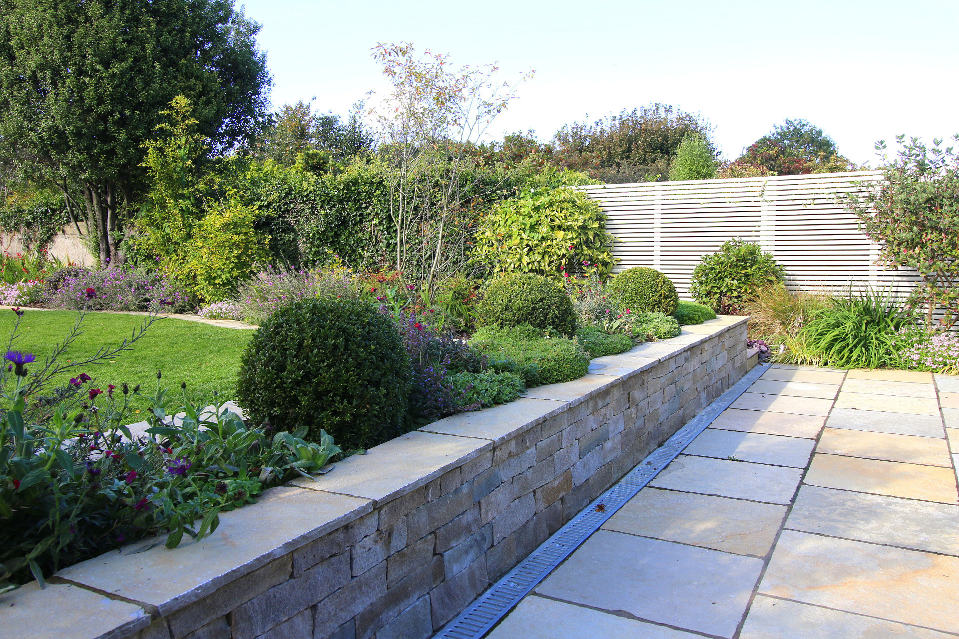 Bespoke Timber Fencing and generous planted borders, Dublin 14 | Owen Chubb Garden Landscapers