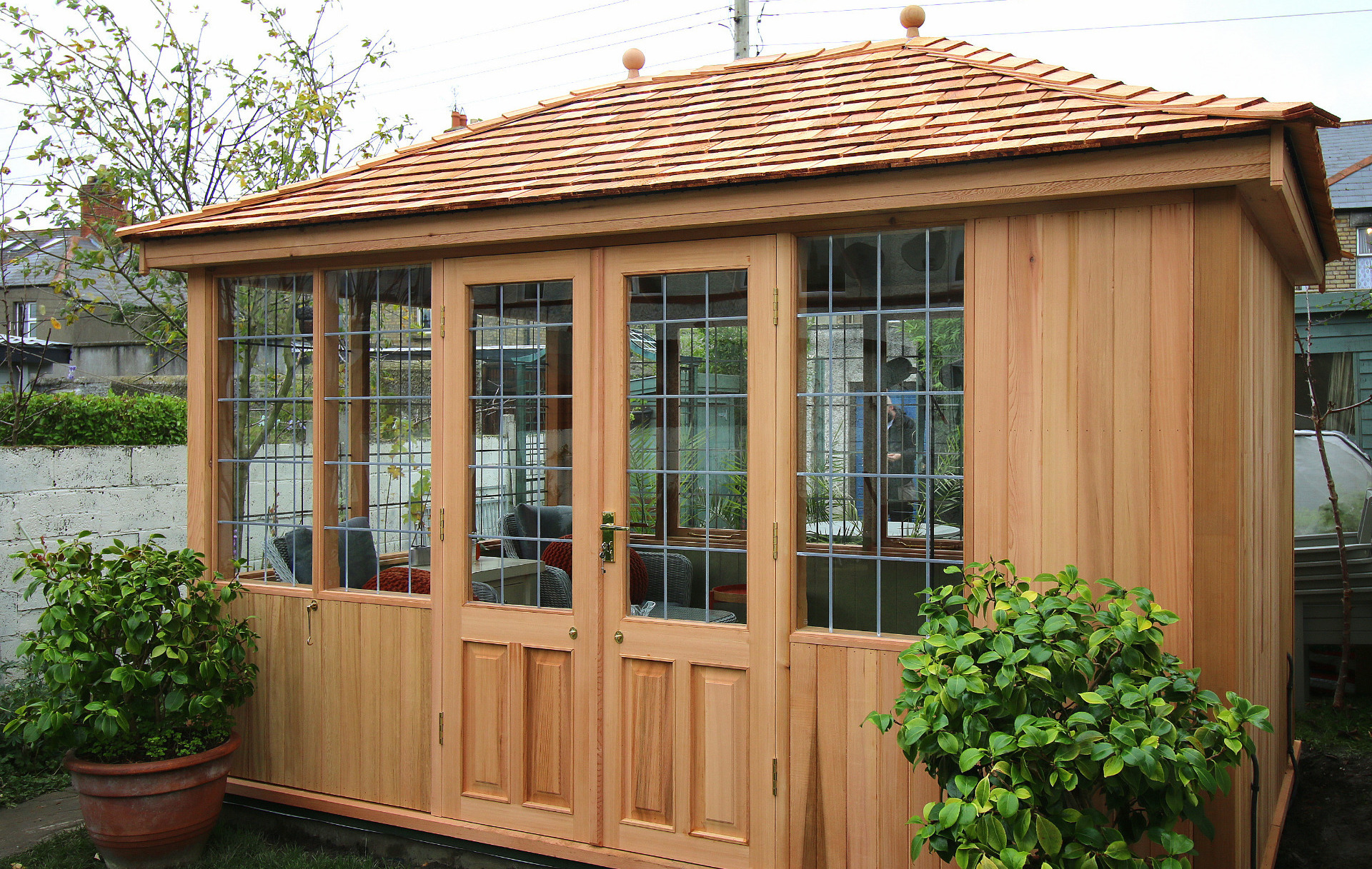 Stunning cedar timber garden rooms and summerhouses, supplied + fitted in Terenure, Dublin 6W.