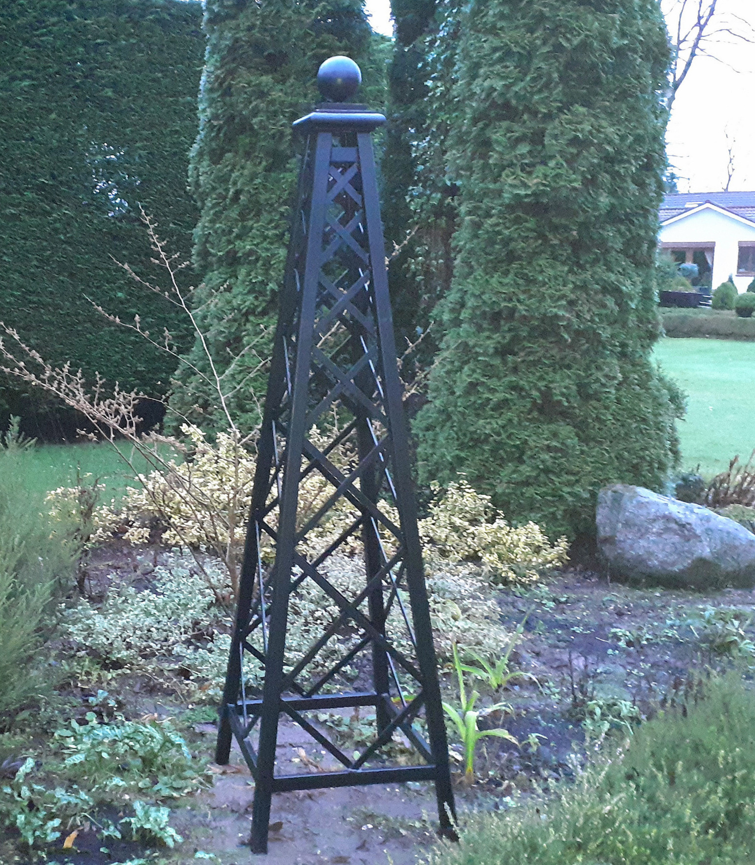 Malmaison Rose Pillar - a classic architectural support for climbing roses