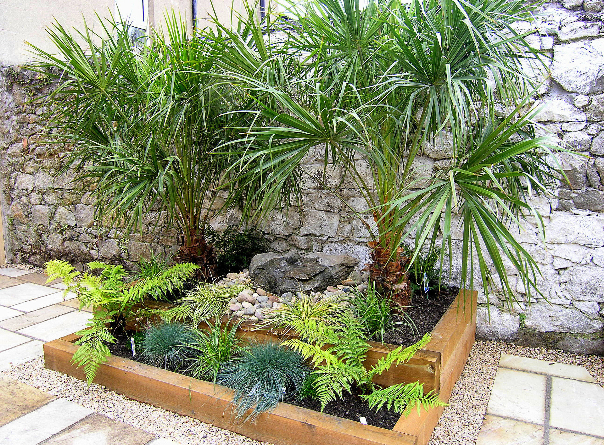 Pine Sleepers Raised Planting bed with water feature | Owen Chubb, Tel 087 2306128