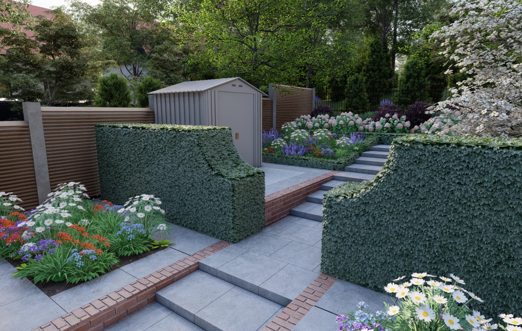 Garden Design Rathfarnham | a clever terraced layout providing easy access to beautiful planting schemes