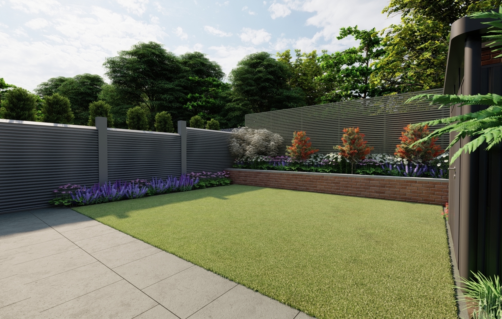 Design Ideas for Bespoke Fencing & Raised Planting Beds in Small Family Garden in Blackrock | Owen Chubb Garden Design services. Tel 087-2306 128