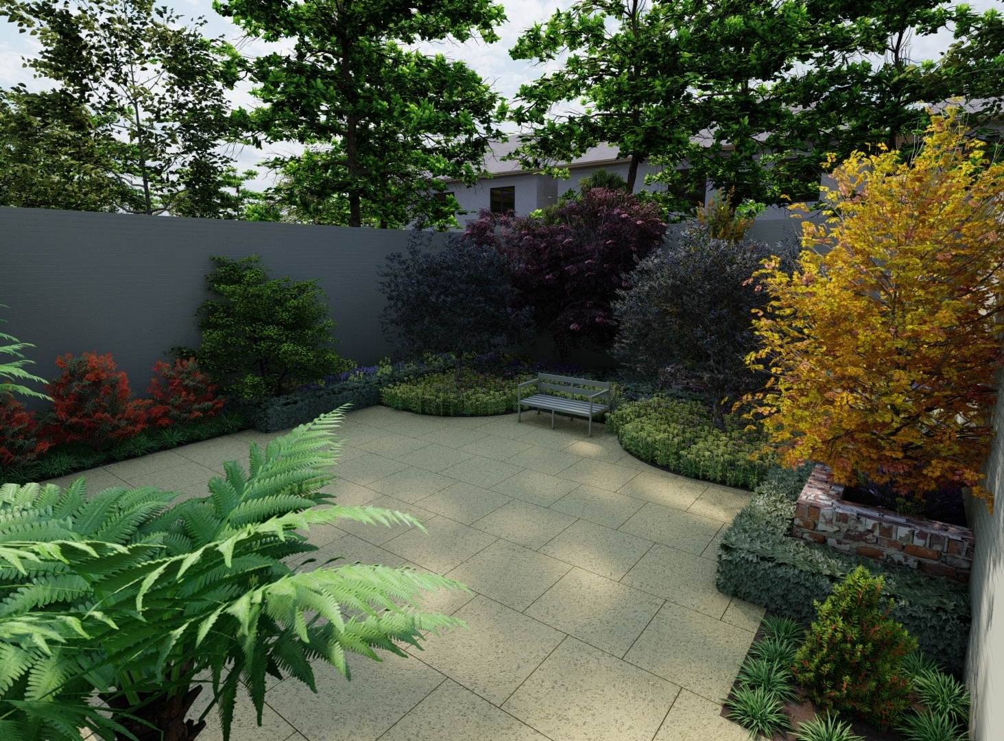 Garden Design a lush mediterranean style garden patio area in Dublin 16