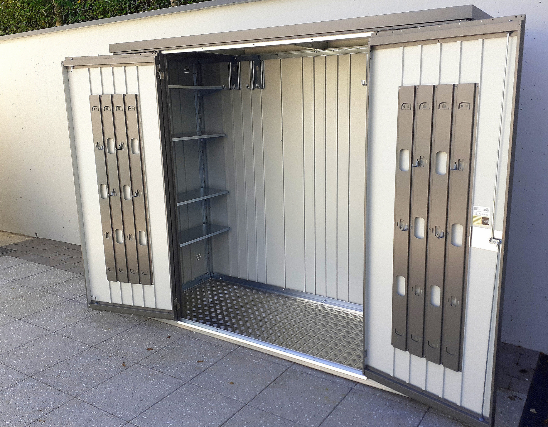 The versatile & compact steel garden storage unit | Biohort Equipment Locker Size 230 in metallic quartz grey  | Omeath, Co Louth | Owen Chubb Tel 087-2306128
