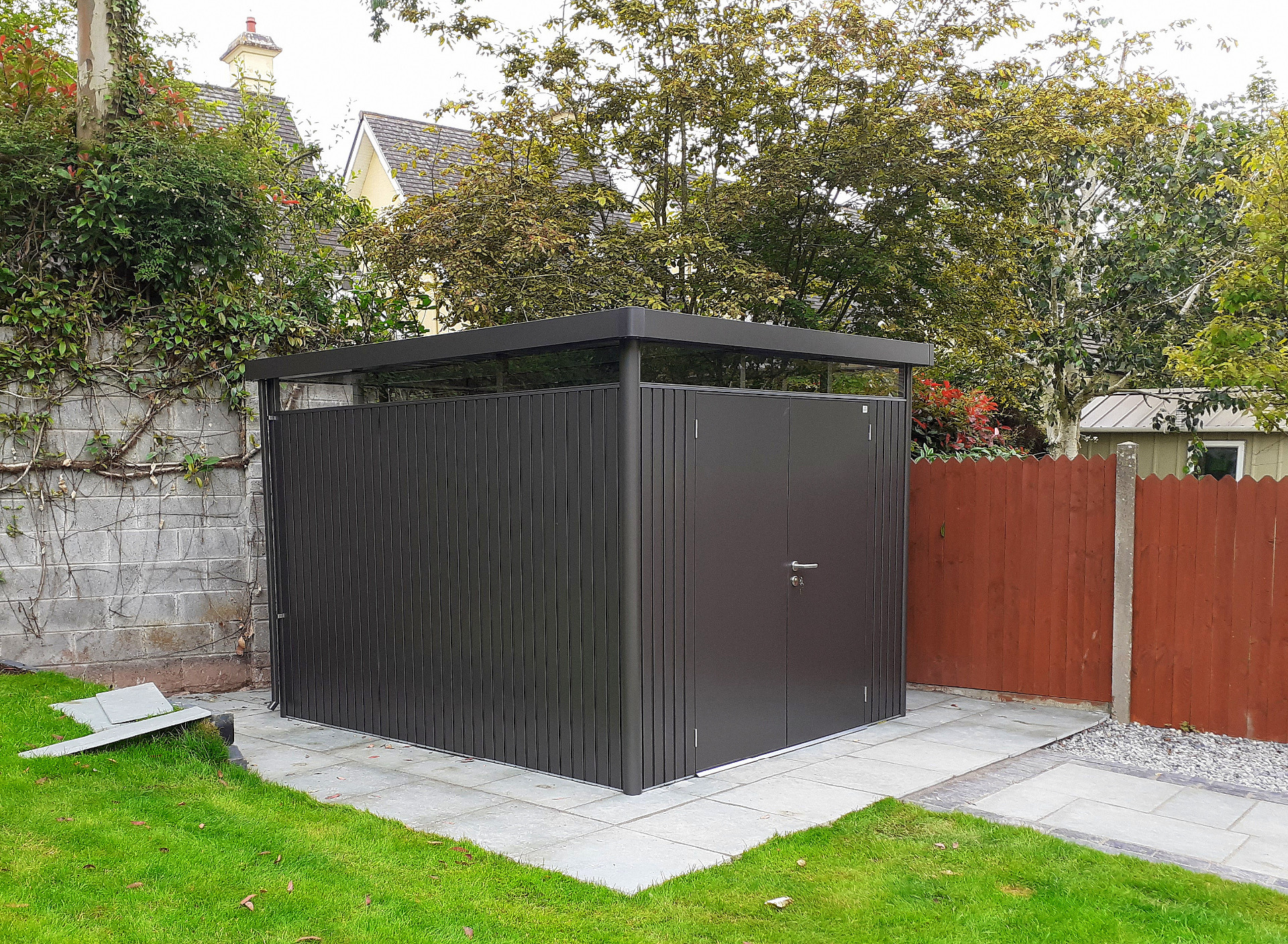 The stunning Biohort HighLine H5 Garden shed installed in Cork | Owen Chubb Garden Landscapers