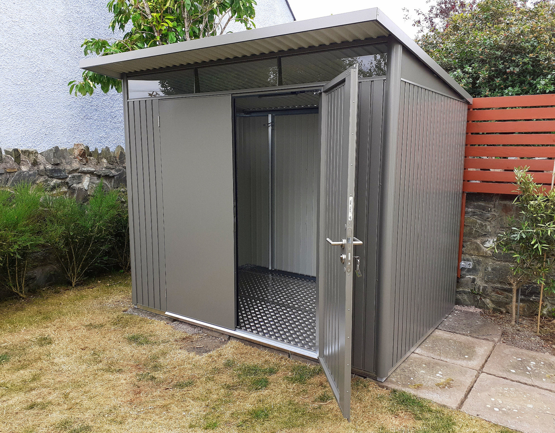 The AvantGarde A5 Garden Shed with optional double doors | Supplied + Fitted in Carlingford, Co Louth  | Owen Chubb Garden Landscapers, Tel 087-2306128