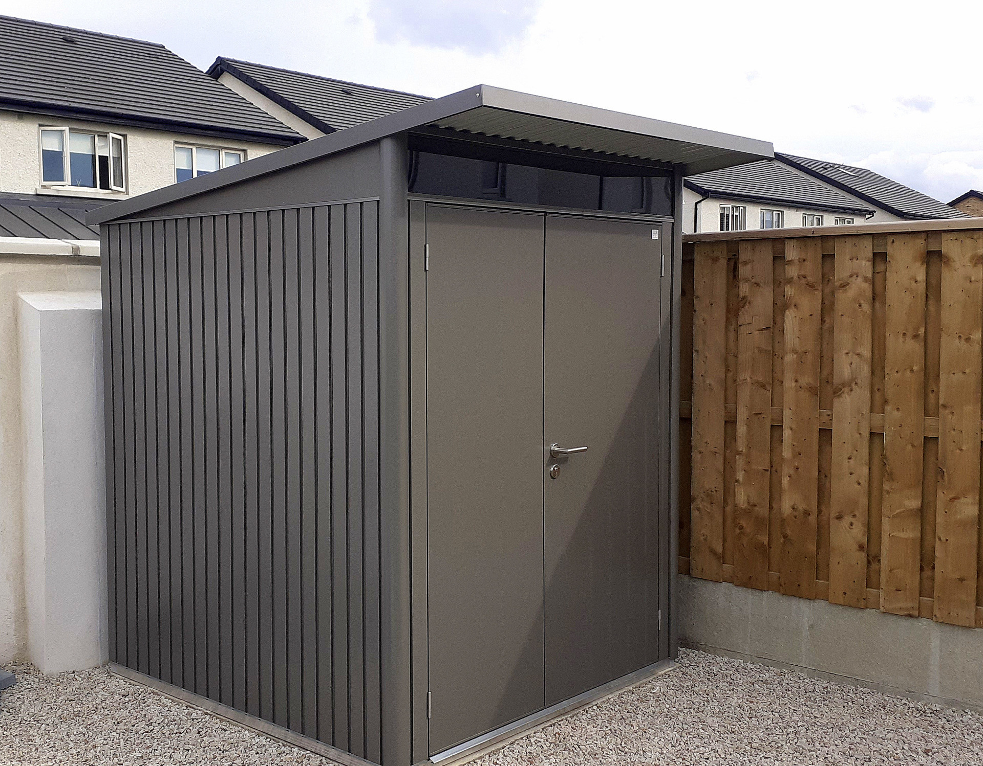 The AvantGarde A1 Garden Shed with optional double doors | Supplied + Fitted in Straffan, Co Kildare  | Owen Chubb Garden Landscapers, Tel 087-2306128