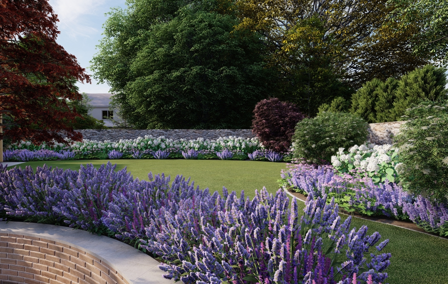 Generous planting beds combine to create beautifully sweeping planted border areas