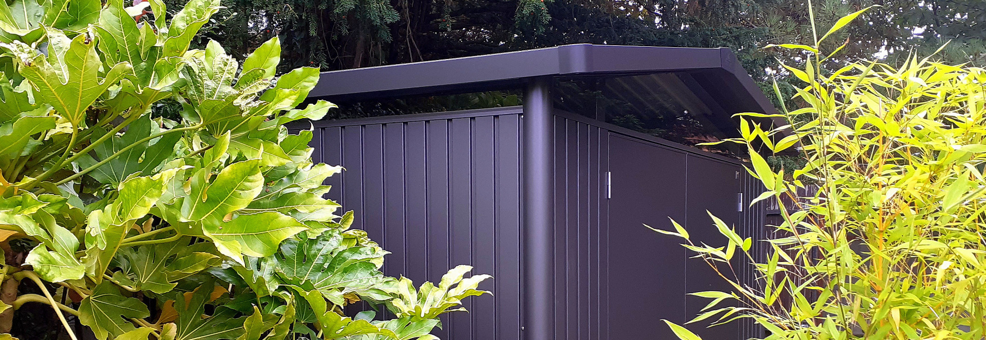 Biohort Panorama Garden Shed, Size P2 in metallic dark grey - supplied + fitted in Clontarf by Owen Chubb Landscapers