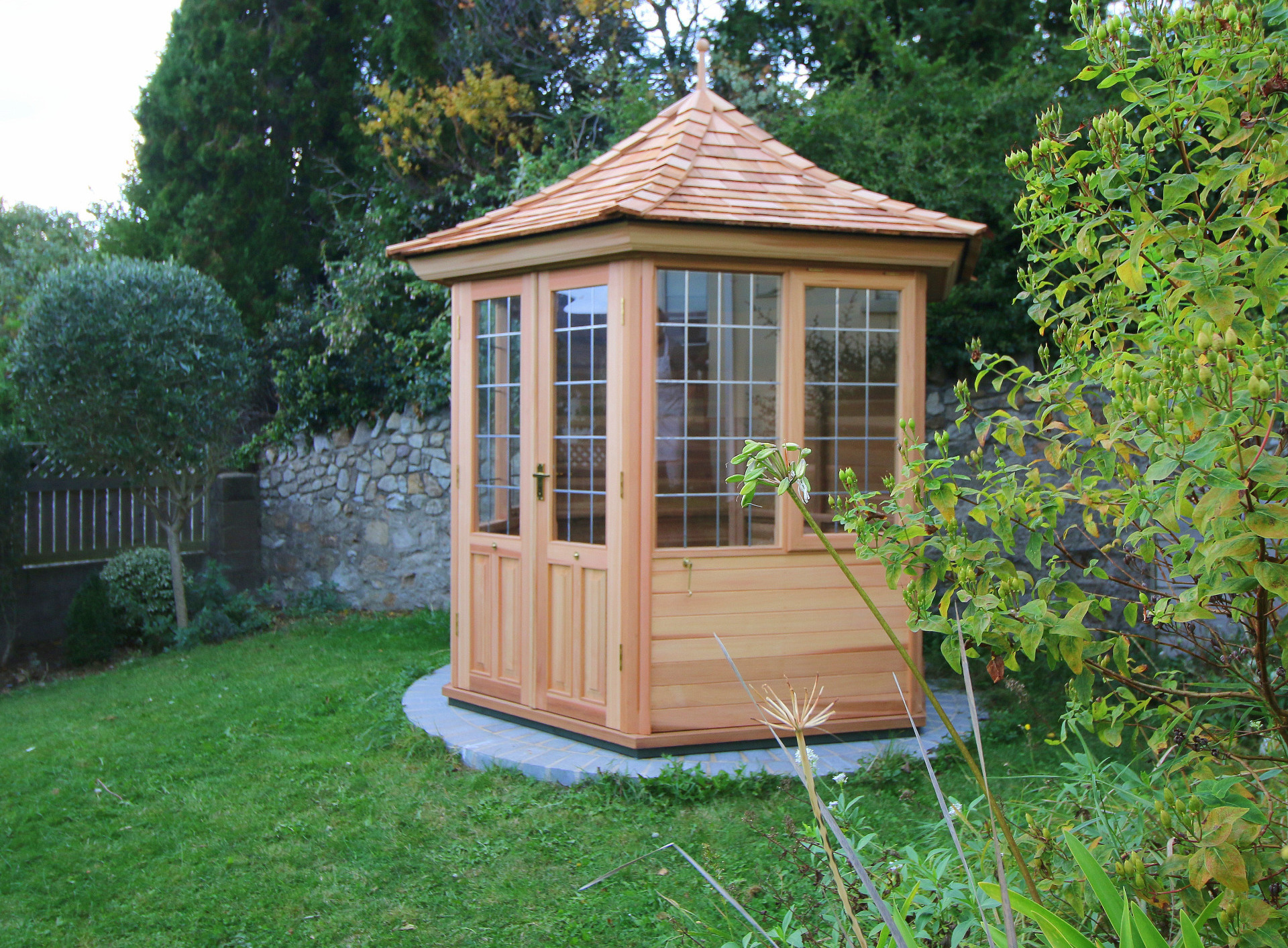 The 8ft/2.4m Hexagonal Victorian Garden Summerhouse, exceptionally well made in Western Red Cedar, supplied + fitted in Killiney, Co Dublin