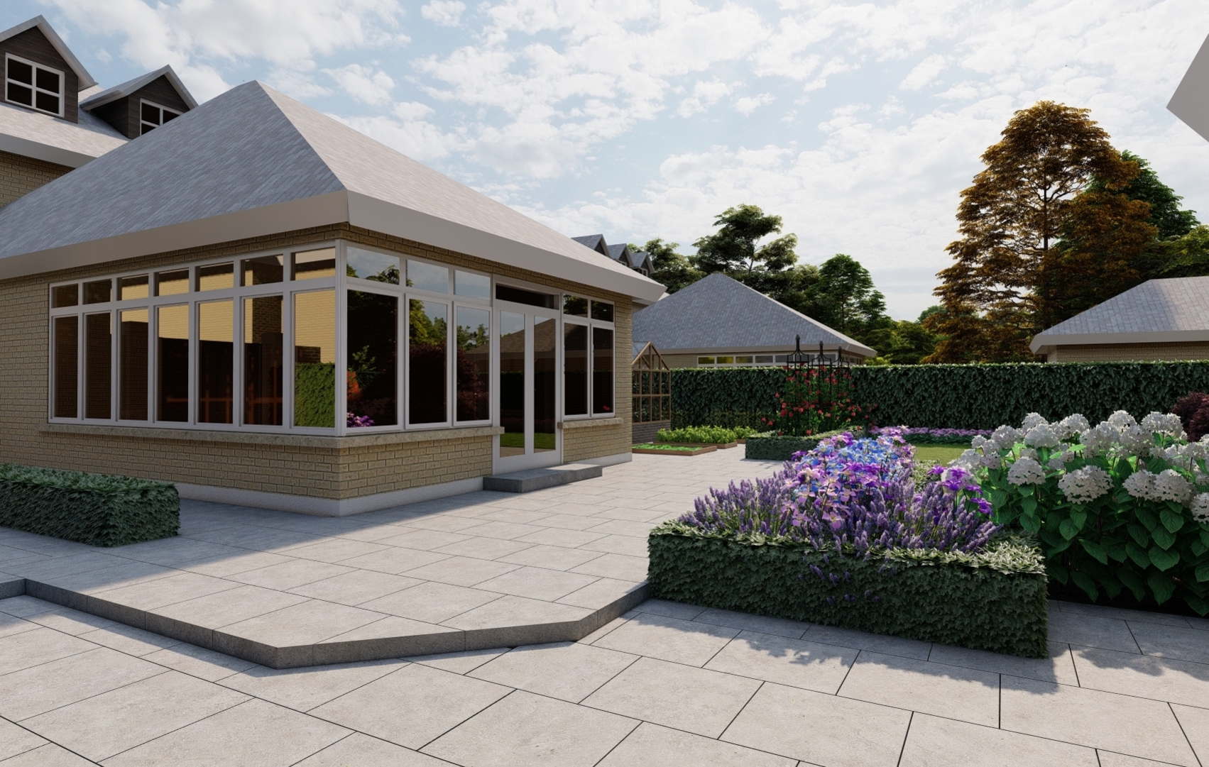 Family Garden layout includes a range of outdoor seating, dining and patio areas with lush & colourful planted beds  | Malahide, Co Dublin