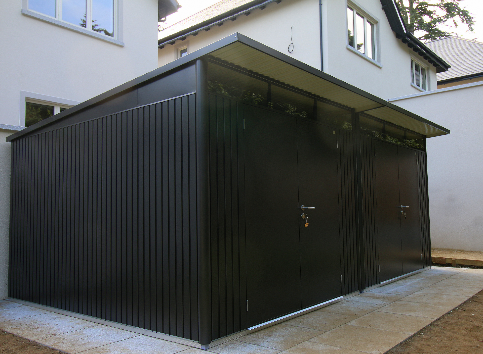 Biohort AvantGarde A8 Garden Shed - a stunning example of contemporary steel garden shed design | Supplied + fitted in Enniskerry, Co Wicklow | Owen Chubb Garden Landscapers, Tel 087-2306128.