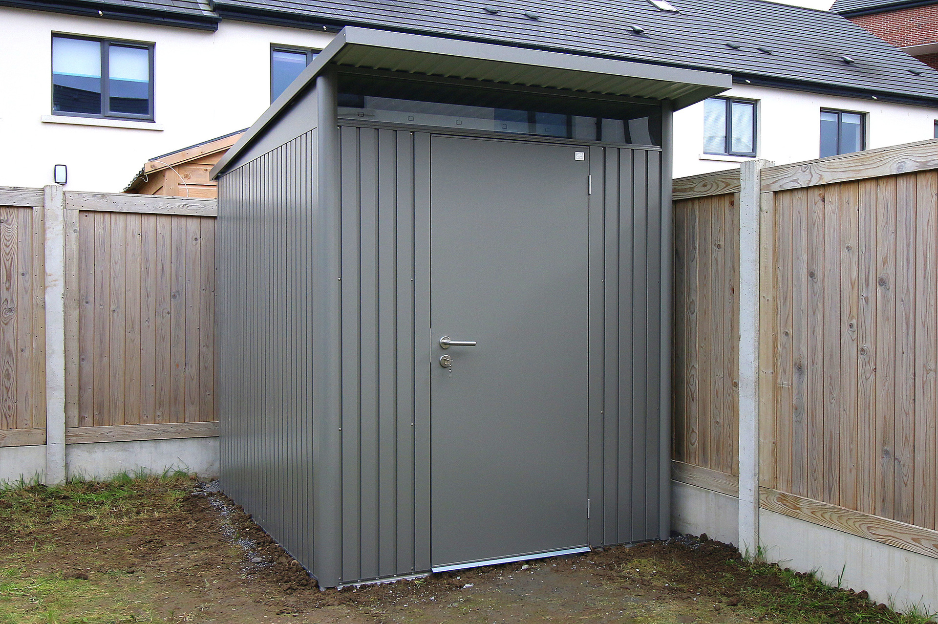 Biohort AvantGarde A2 Steel garden shed in metallic quartz grey | The stylish & secure way to store your garden items