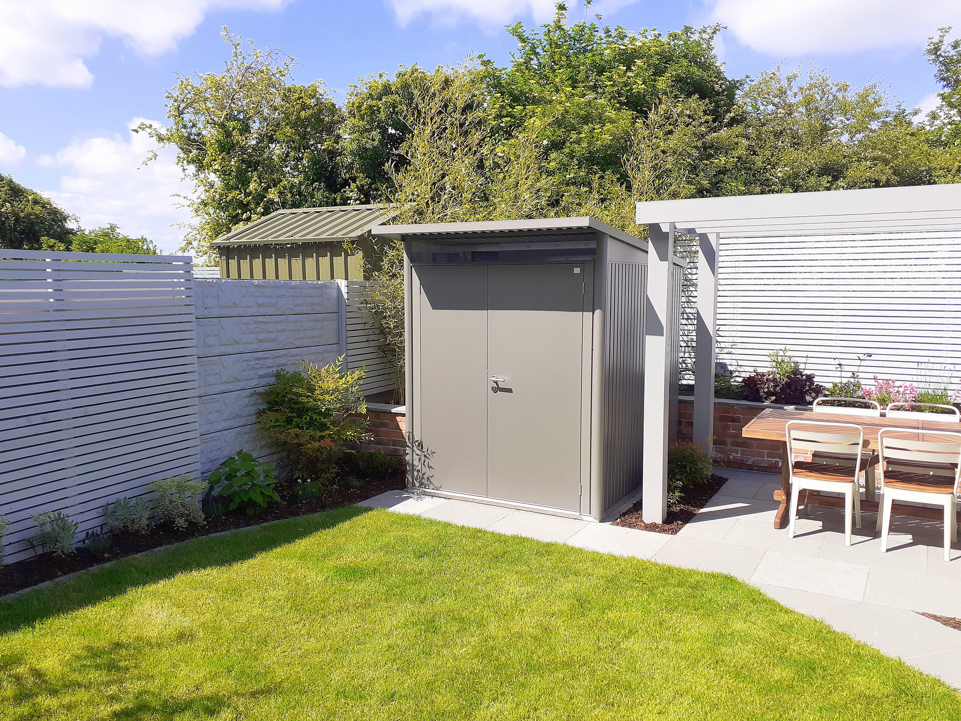 The Biohort AvantGarde Shed looking stunning in this beautiful new garden in Asbourne.