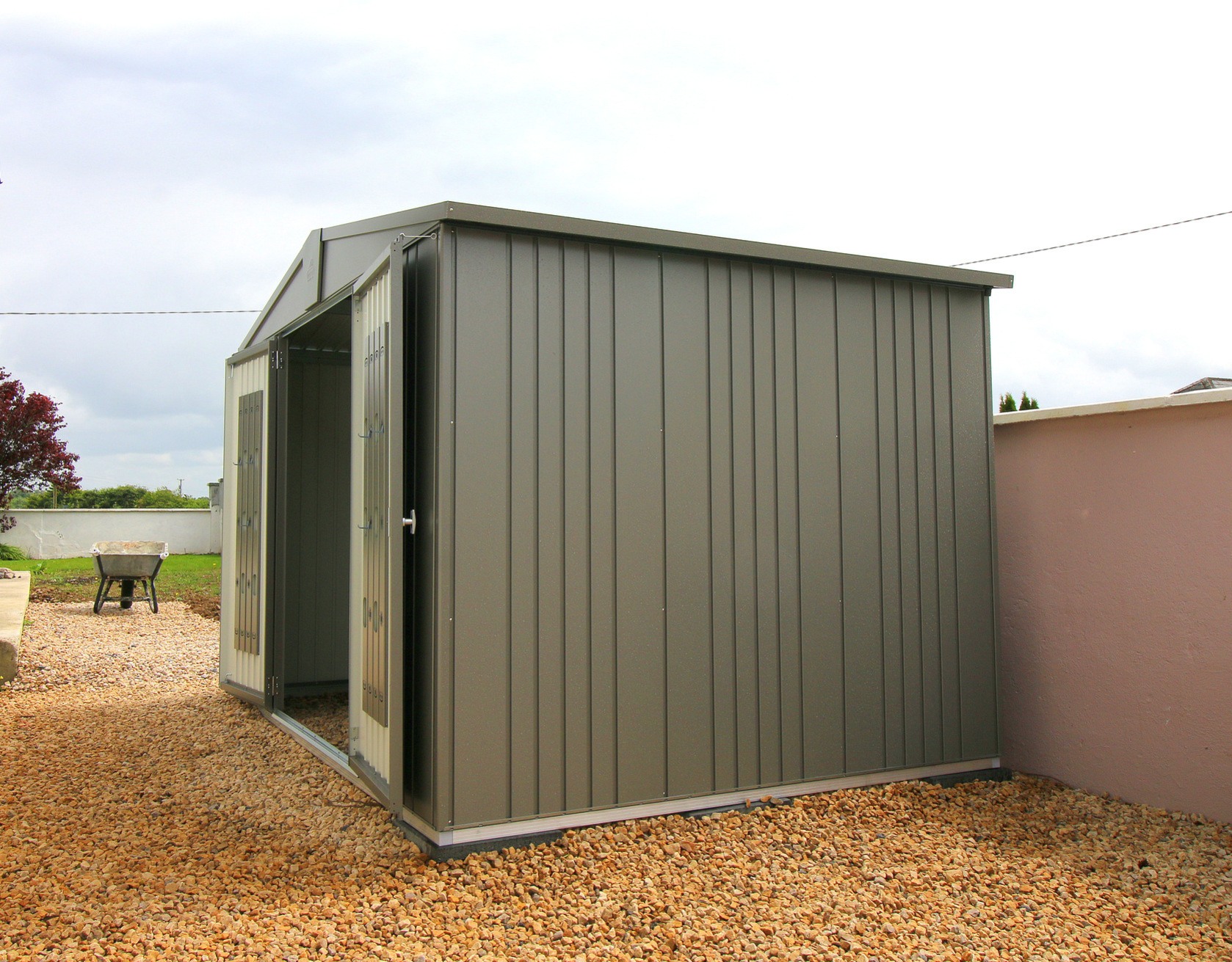 Biohort Europa 5 classic steel garden shed | Supplied + Fitted in Athlone, by Owen Chubb Garden Landscapers, Ireland's #1Biohort Dealer for Value & Service. Tel 087-2306 128
