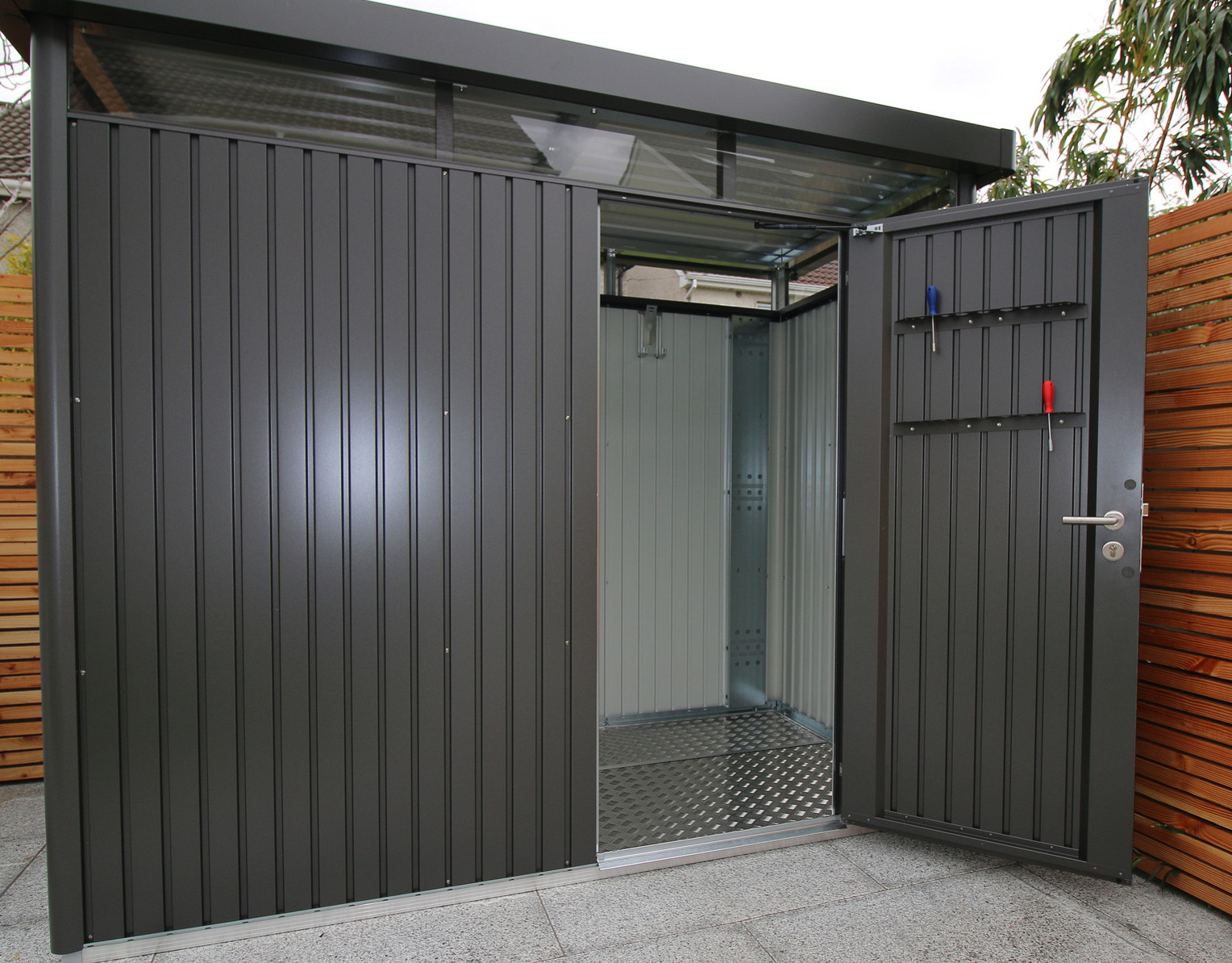The Biohort HighLine H3 in metallic dark grey with optional accessories including aluminium floor frame & panels, electrical mounting panel |  Supplied + Fitted in Dublin 16 by Owen Chubb