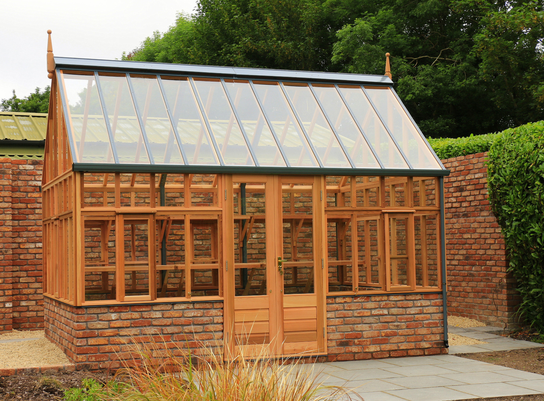 RHS Wisley Planthouse on dwarf wall - traditional Victorian timber Greenhouse