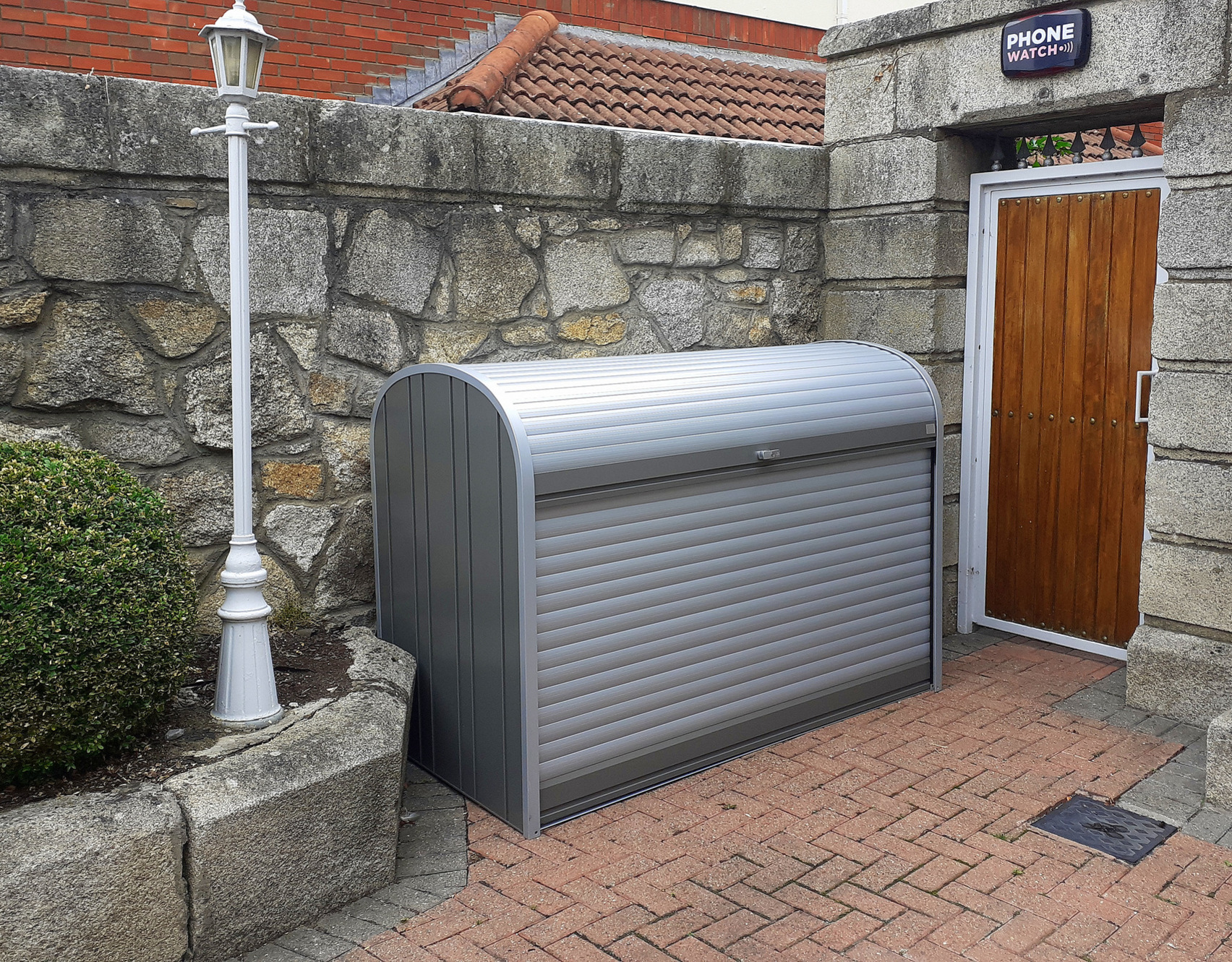 Biohort StoreMax 190 Bike Storage Unit - supplied + fitted in Rathgar, Dublin 6 by Owen Chubb Garden Landscapers. Tel 087-2306 128.