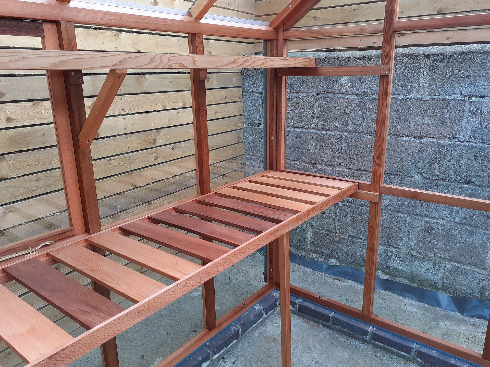 Cedar Staging & Shelving, essential optional accessories for the superbly crafted Classic Six Cedar Timber Greenhouse | Supplied + Fitted in Sandymount, Dublin 4 by Owen Chubb Garden Landscapers, Tel 087-2306 128