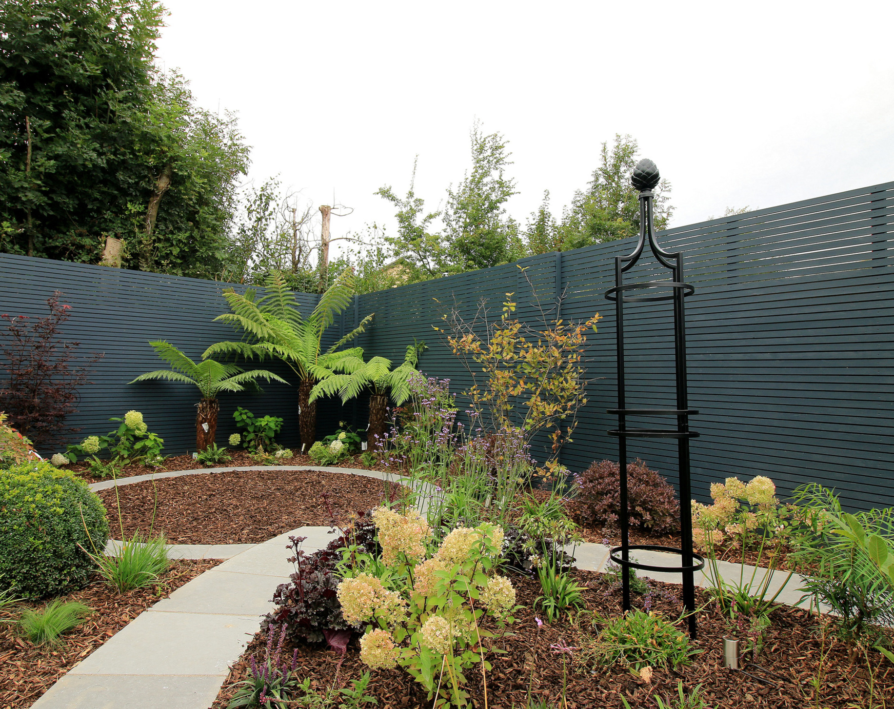 Obelisk I - stylish, robust steel plant supports | Supplied + fitted in Rathcoole, Dublin 24 | The perfect support for climbing roses and adding vertical interest to the planted bed & borders