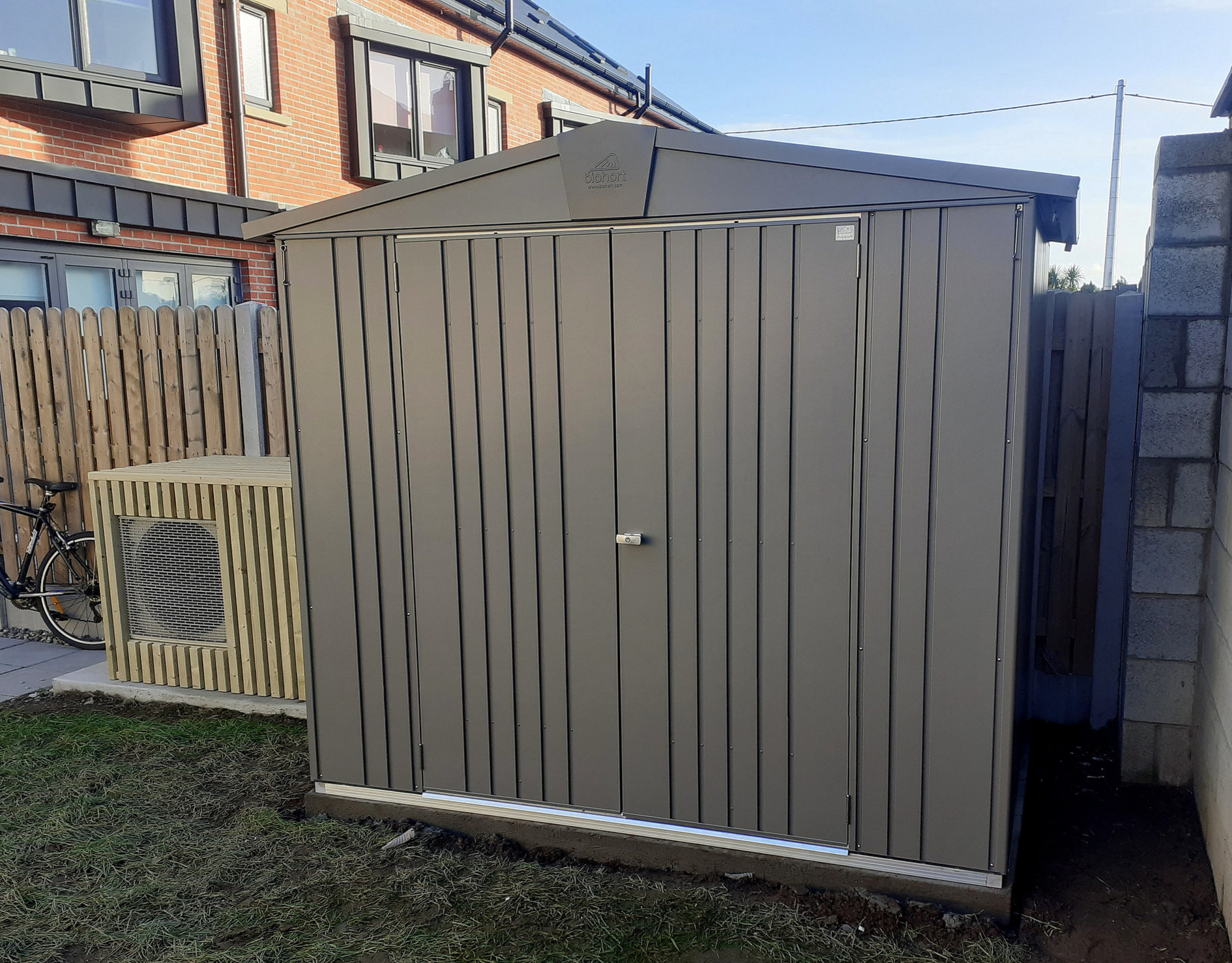 Biohort Europa Size 3 Garden Shed, in metallic quartz grey, supplied + fitted in Templeogue, Dublin 6W by Owen Chubb Landscapers