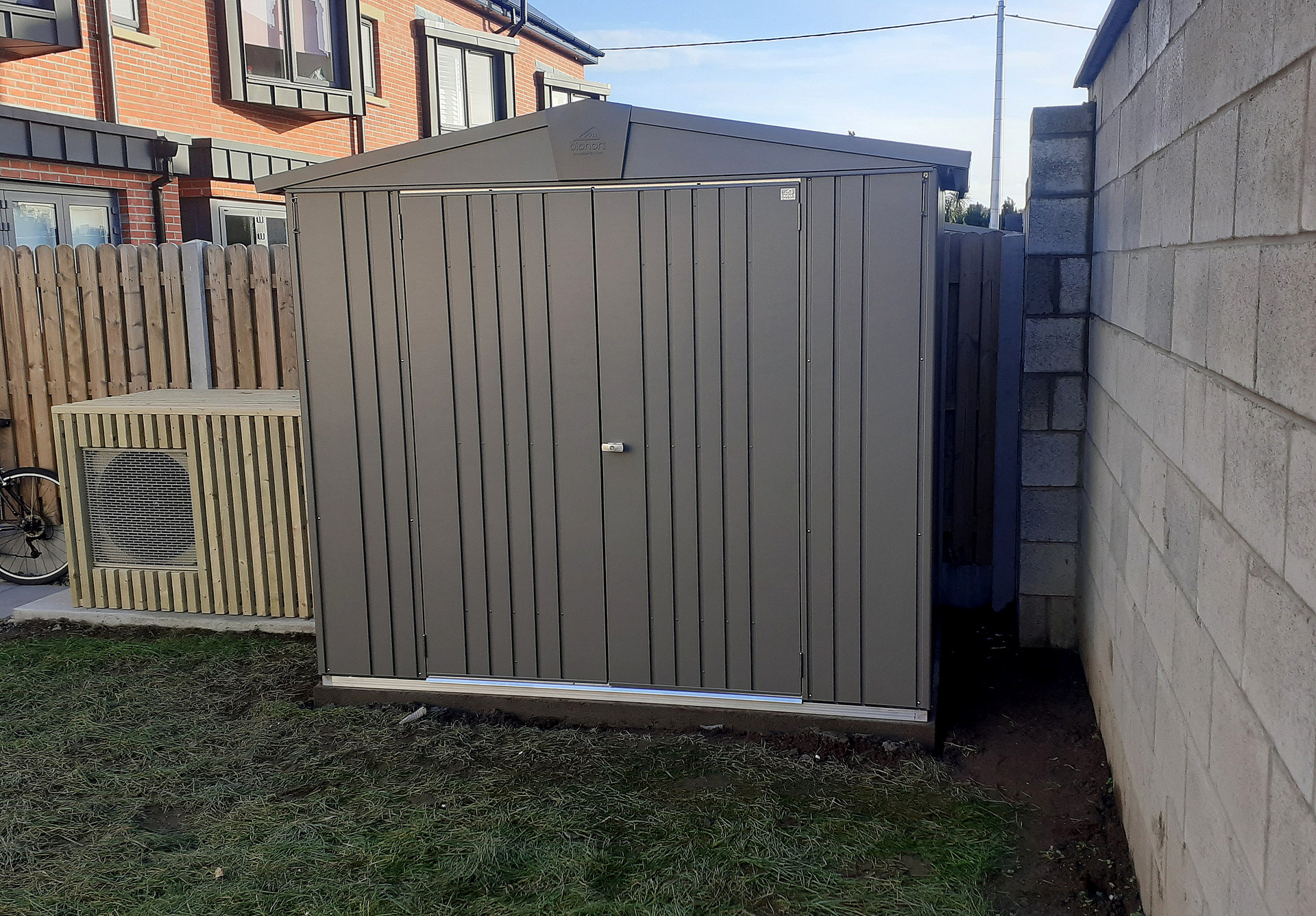 Biohort Europa Size 3, a low cost quality steel garden shed with FREE 20 year no rust warranty, in metallic quartz grey, supplied + fitted in Templeogue, Dublin 6W by Owen Chubb Landscapers