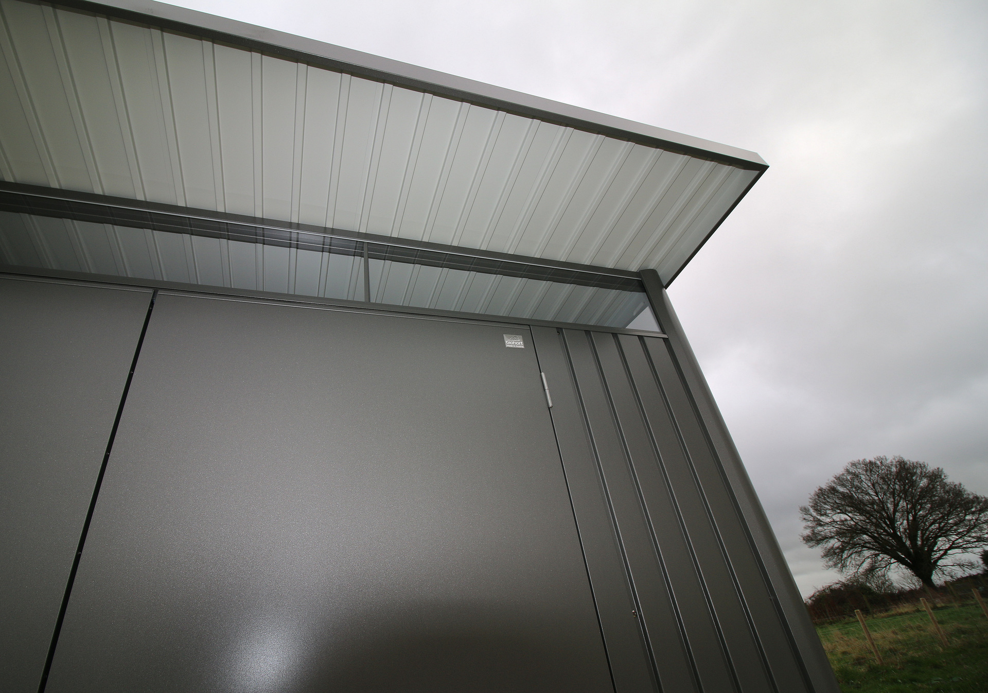 The stunning Biohort AvantGarde A6 garden shed in metallic quartz grey, supplied + fitted in Portadown  | Owen Chubb Garden Landscapers, Ireland's #1 Biohort Dealer offering unbeatable value and full supply + fit services nationwide.