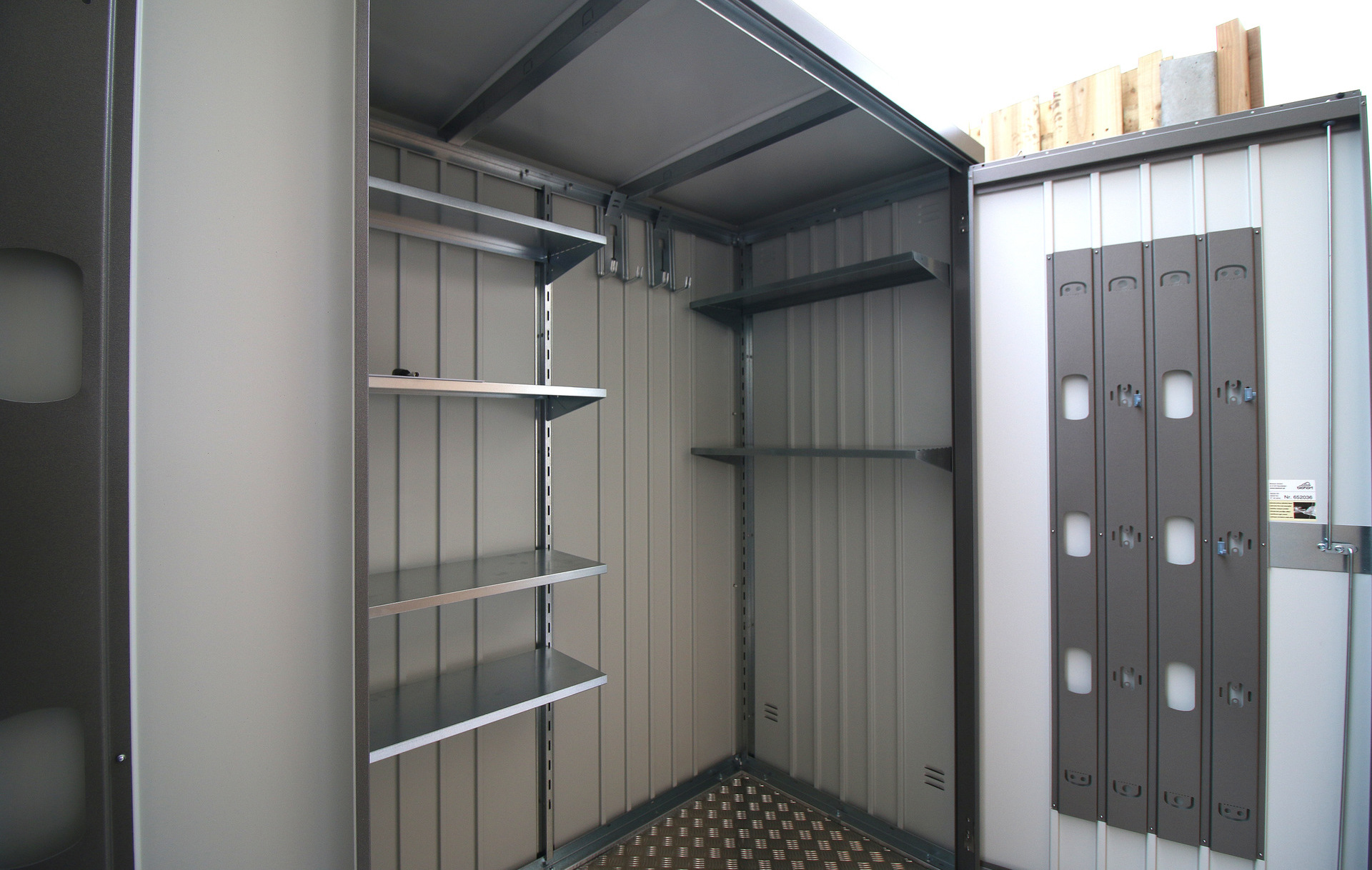 The superb quality and style of the Biohort Equipment Locker 150 in metallic quartz grey with optional accessories including aluminium floor frame, aluminium floor panels, additional shelving etc | supplied + installed in Beaumont, Dublin 9 by Owen Chubb Landscapers. Ireland's # 1 Biohort Dealer and Biohort Certified Installation Partner. Tel 087-2306 128.