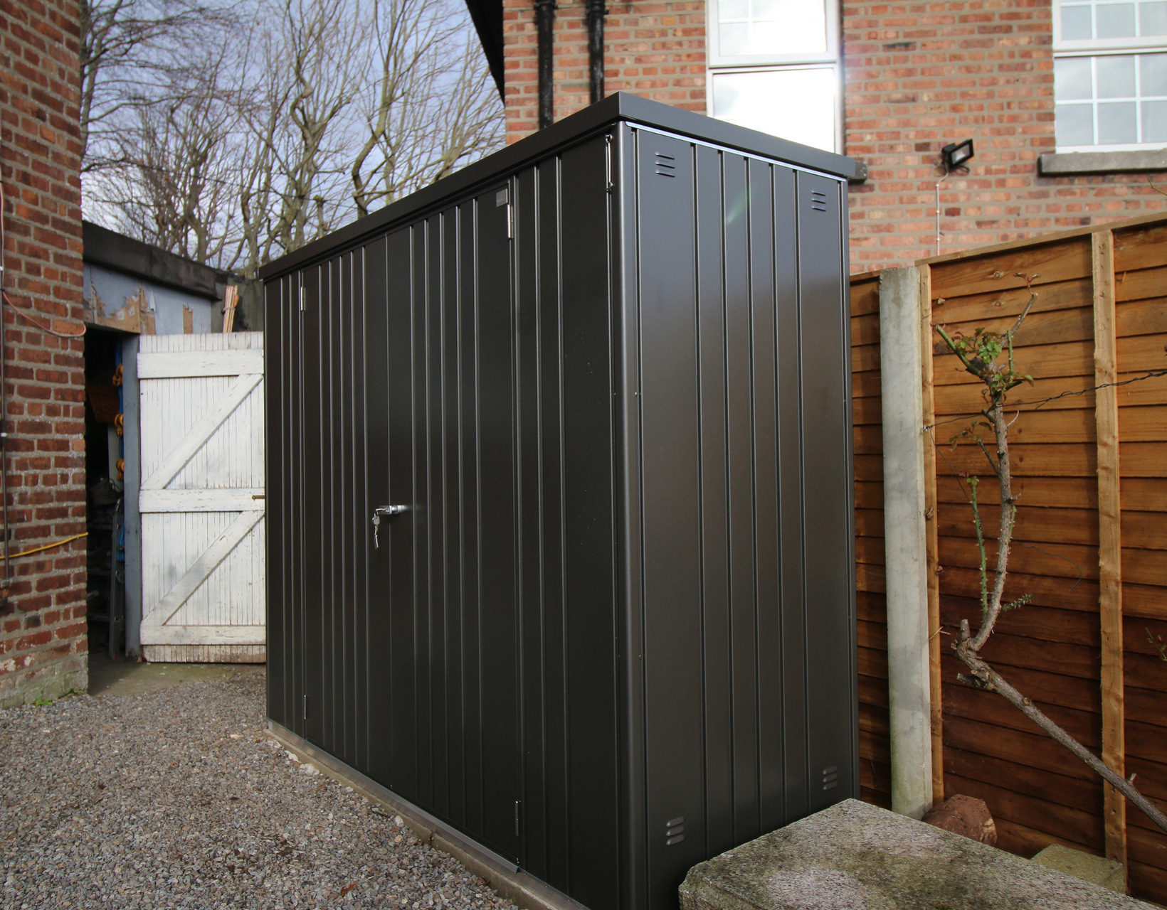 Biohort Equipment Locker 230 in metallic dark grey, supplied + fitted in Dublin 12 | Stylish, Versatile, Secure & Rainproof Patio Storage Solutions | FREE Fitting