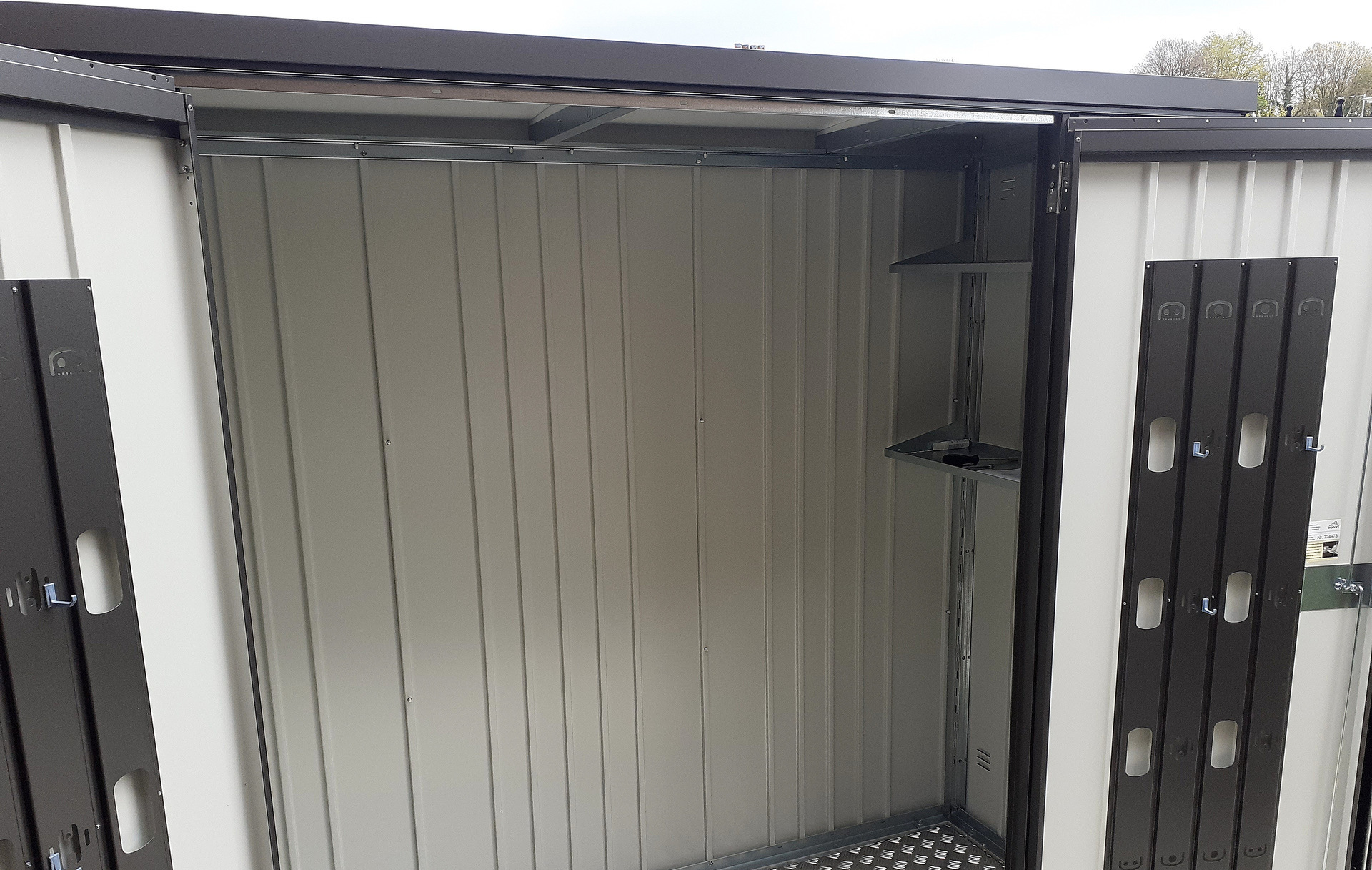 Biohort Equipment Locker 230 in metallic dark grey | Supplied & Fitted in Belfast, Northern Ireland by Owen Chubb Landscapers, Certified Biohort Installation Partner | Tel + 353 87-2306 128
