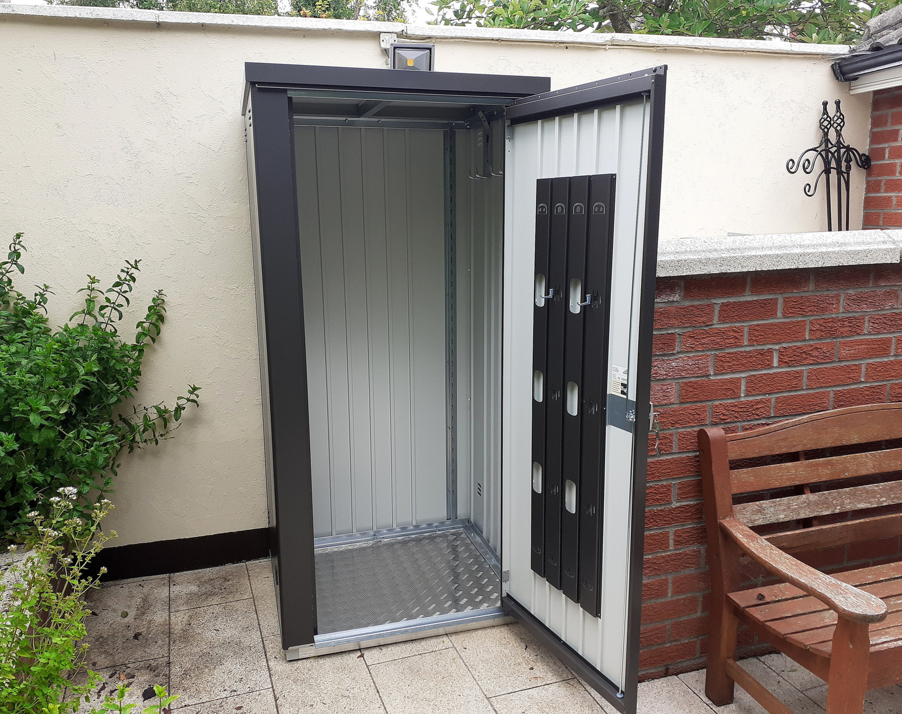 Biohort Equipment Locker 90 in metallic dark grey, supplied + fitted in Castleknock, Dublin 15 | Smart, Stylish, Rainproof Patio Storage Solutions