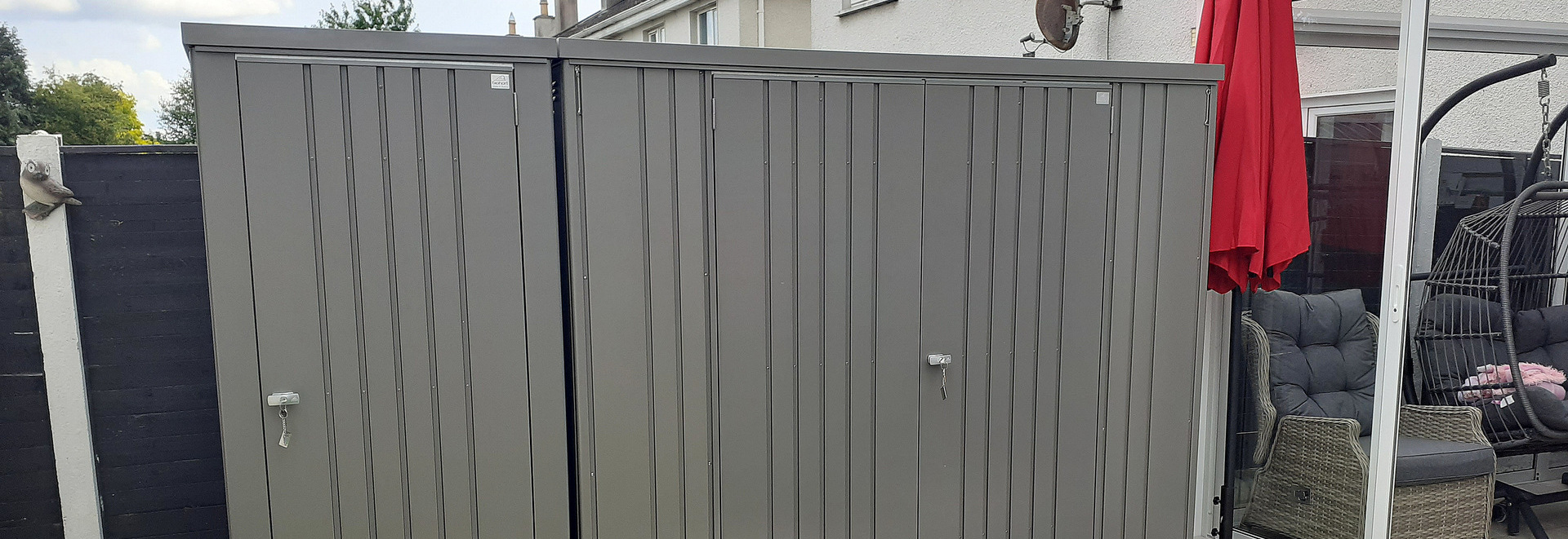 Biohort Equipment Lockers 90 + 230 in metallic quartz grey  - supplied + fitted in Celbridge, Co Kildare  | Owen Chubb Garden Landscapers, Ireland's #1 Biohort Dealer & Biohort Certified Installation Partner