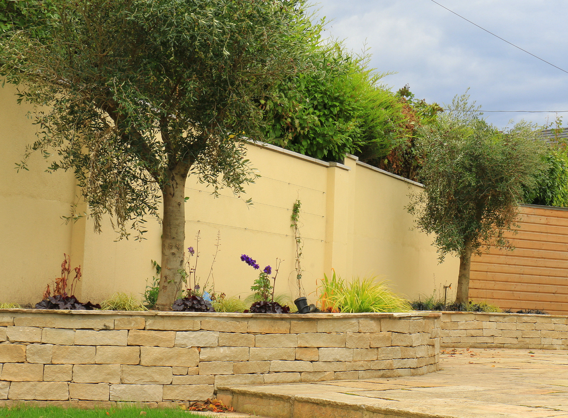 Raised Planter Beds in natural stone in Dundrum garden | Owen Chubb