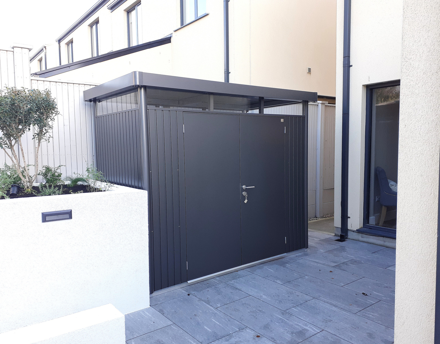 The Biohort HighLine H1 with optional accessories | Supplied + Fitted in Malahide, Co Dublin by Owen Chubb Garden Landscapers, Ireland's # 1 Biohort Garden Sheds Supplier & Installer.
