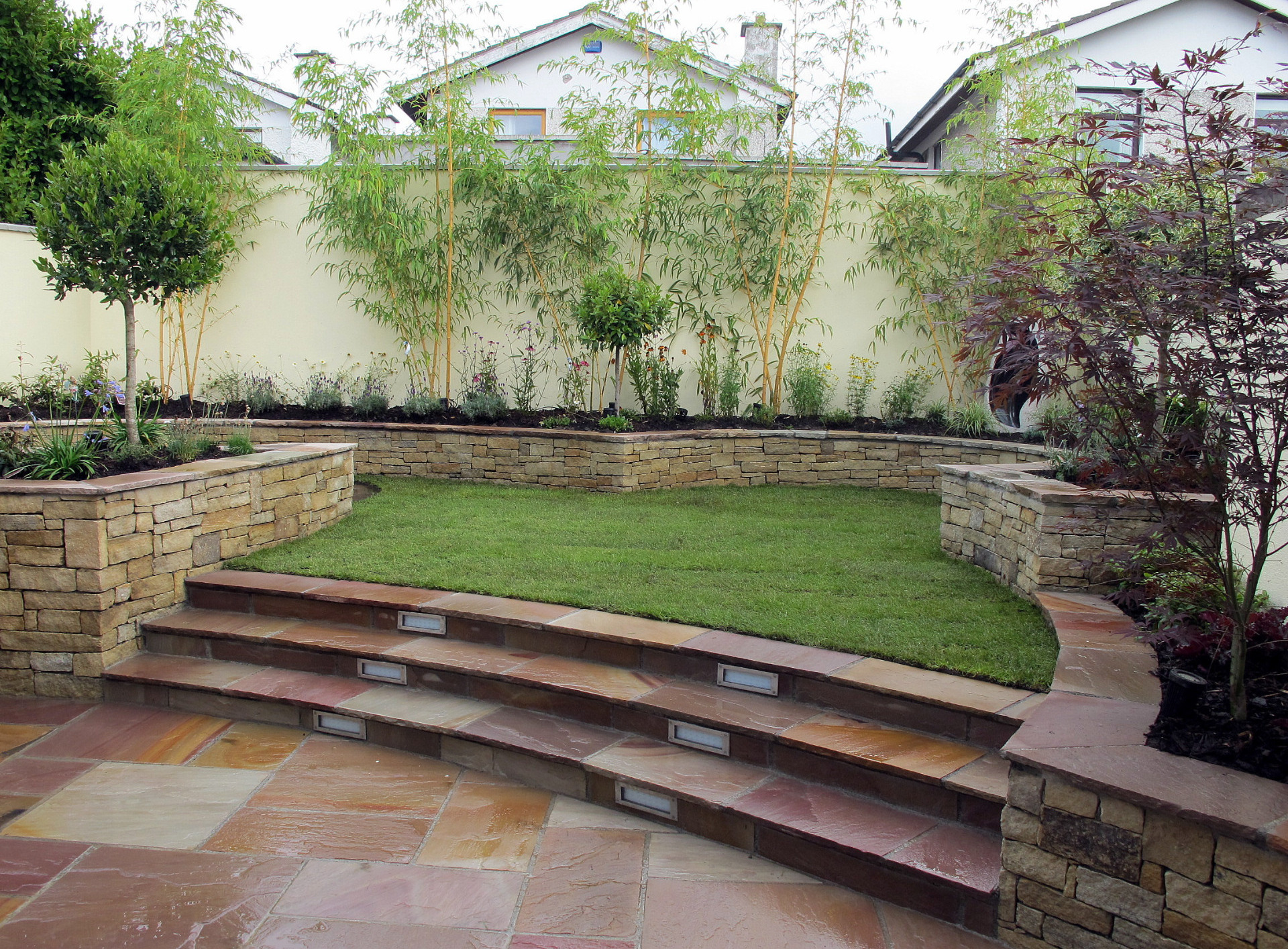 Raised Beds with natural sandstone finish | Owen Chubb Garden Design & Landscaping
