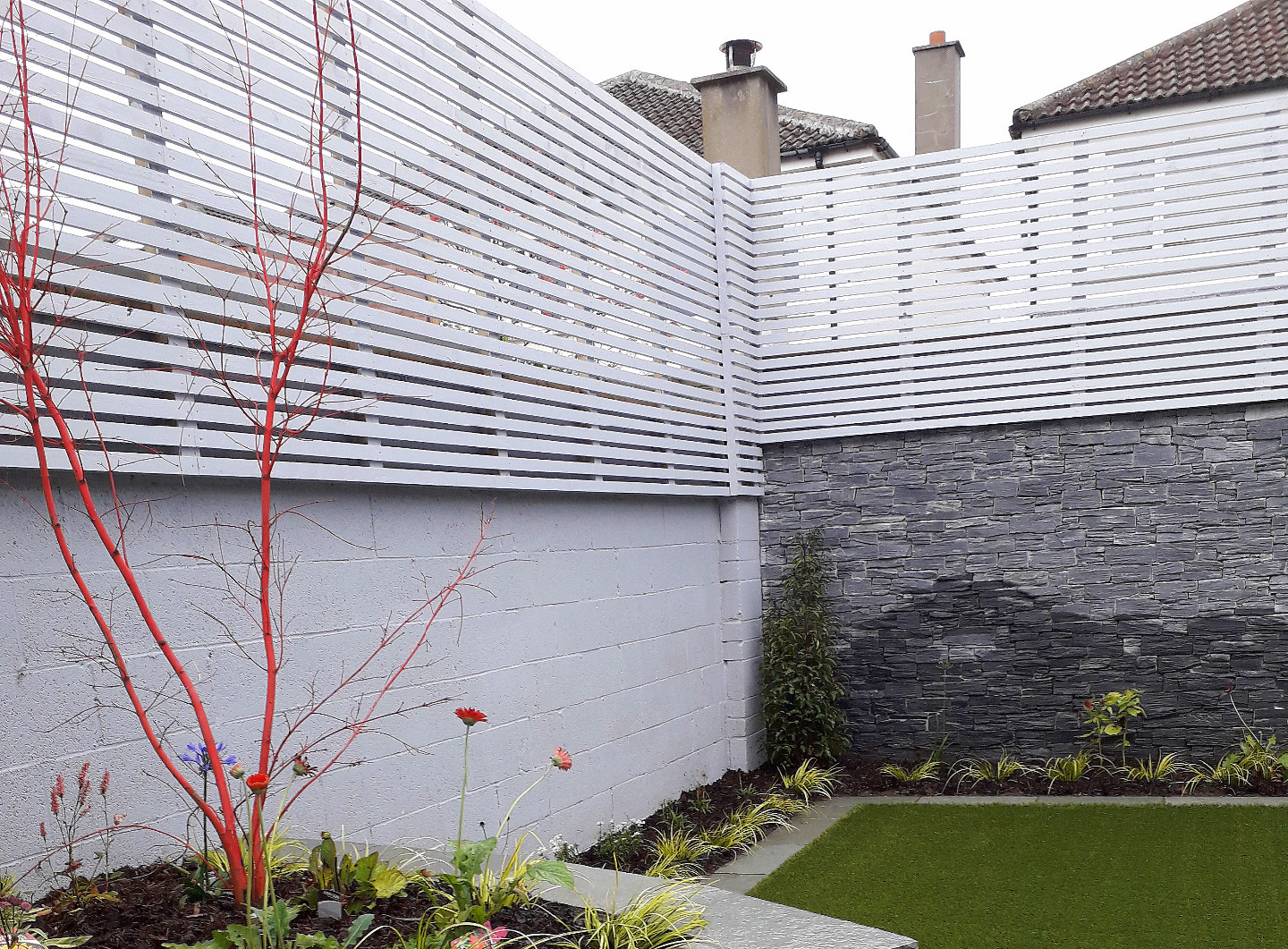 Bespoke Timber Slats Garden Fencing in Rathfarnham | Owen Chubb Garden Landscapers
