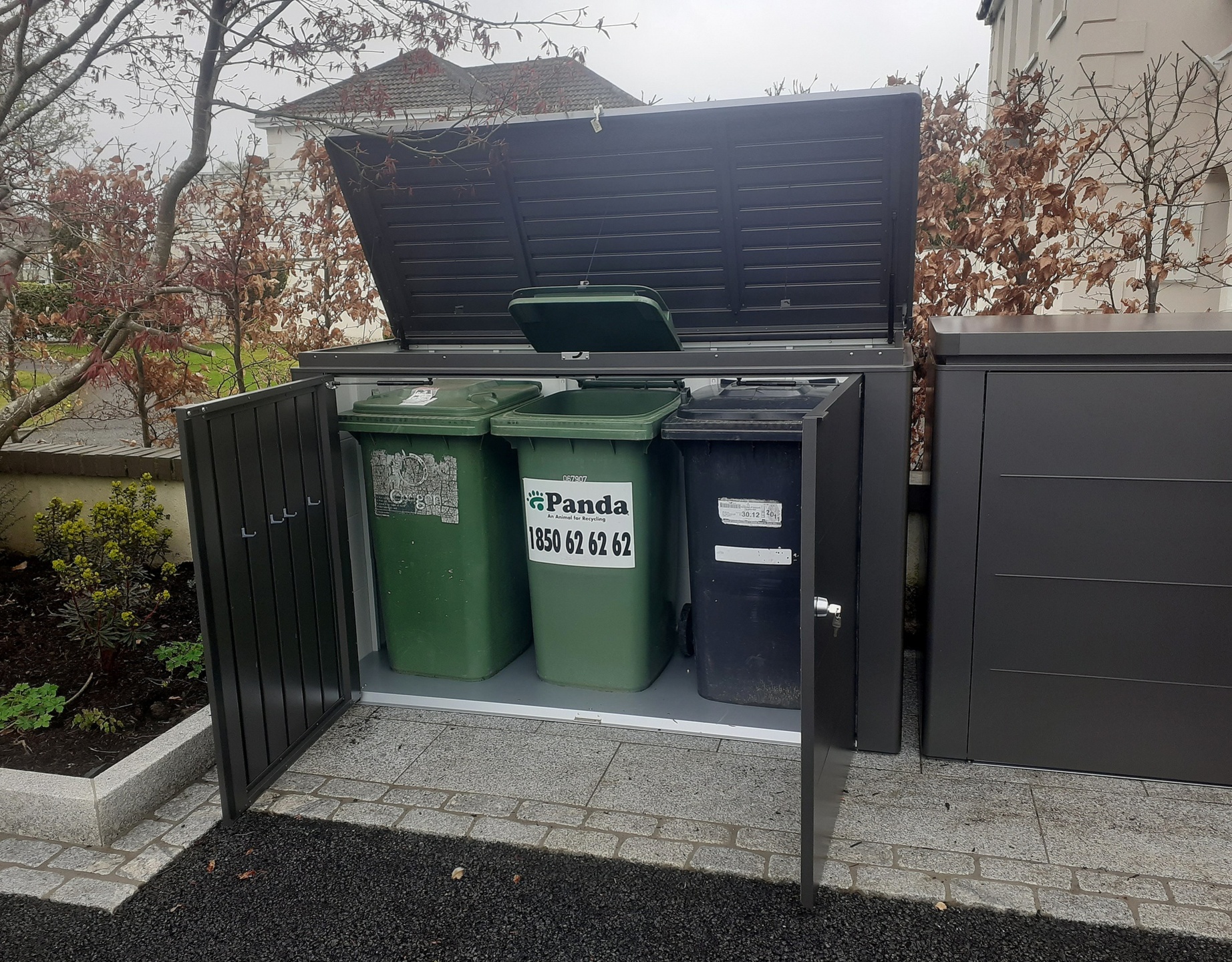 Biohort HighBoard 200 Storage Unit - a stylish & secure storage solution for Bins, Bikes etc  | Supplied + Fitted in Castleknock, Dublin 15 by Owen Chubb Landscapers.